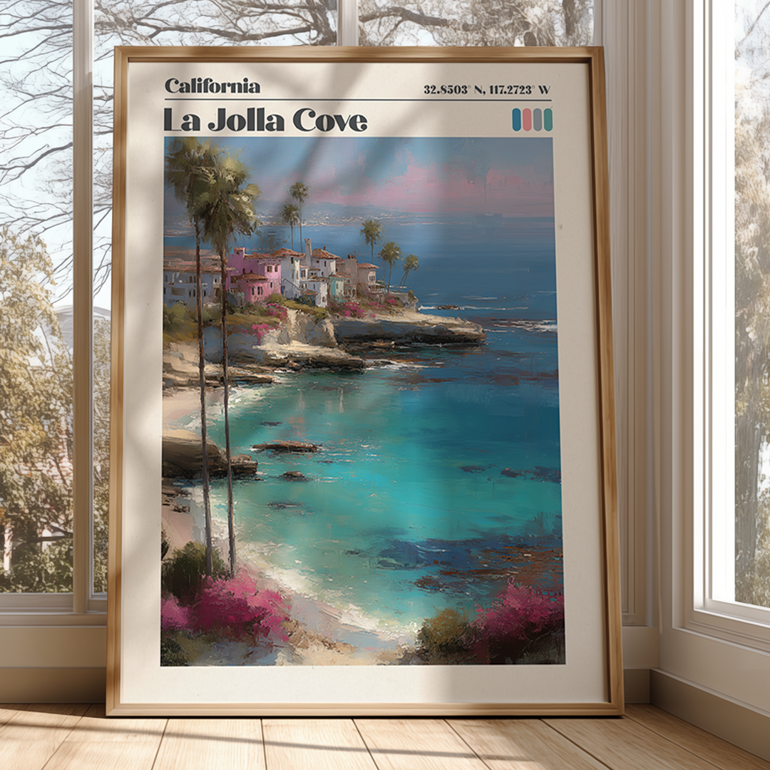 La Jolla Beach – Pastel Coastal Travel Print
