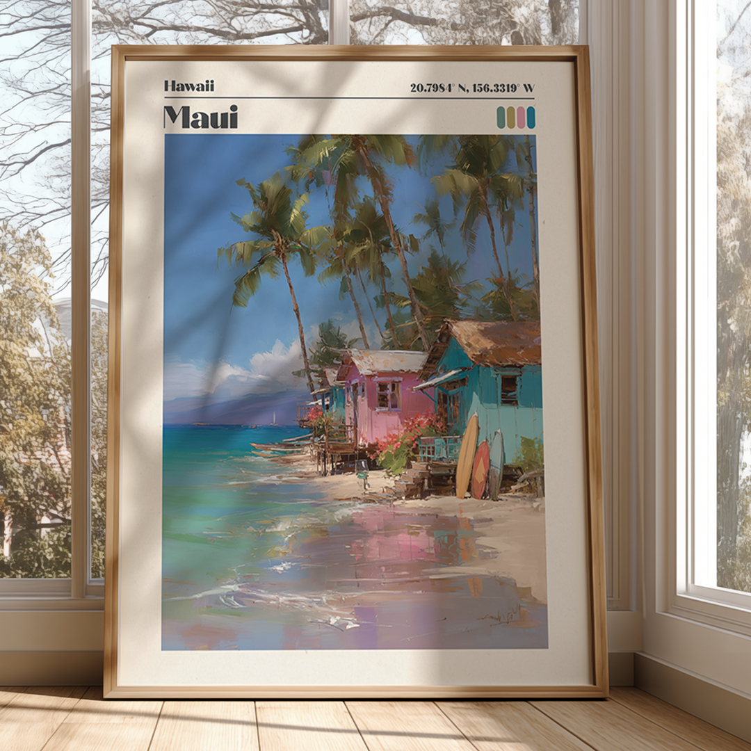 Maui Hawaii – Pastel Coastal Travel Print
