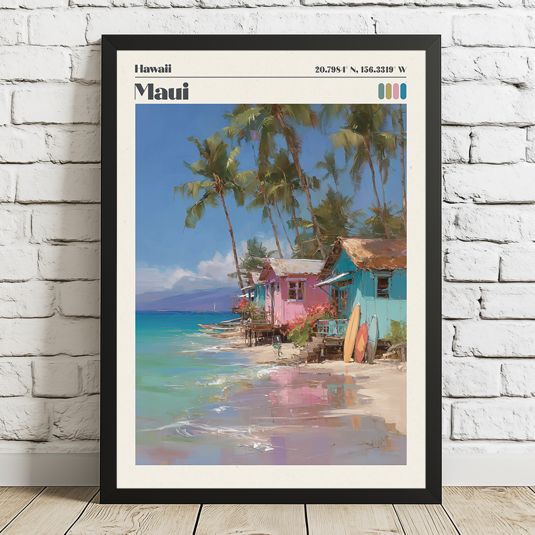 Maui Hawaii – Pastel Coastal Travel Print