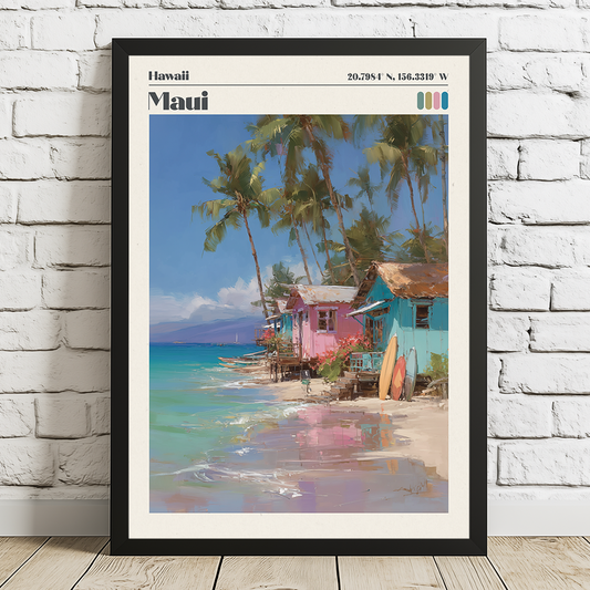 Maui Hawaii – Pastel Coastal Travel Print