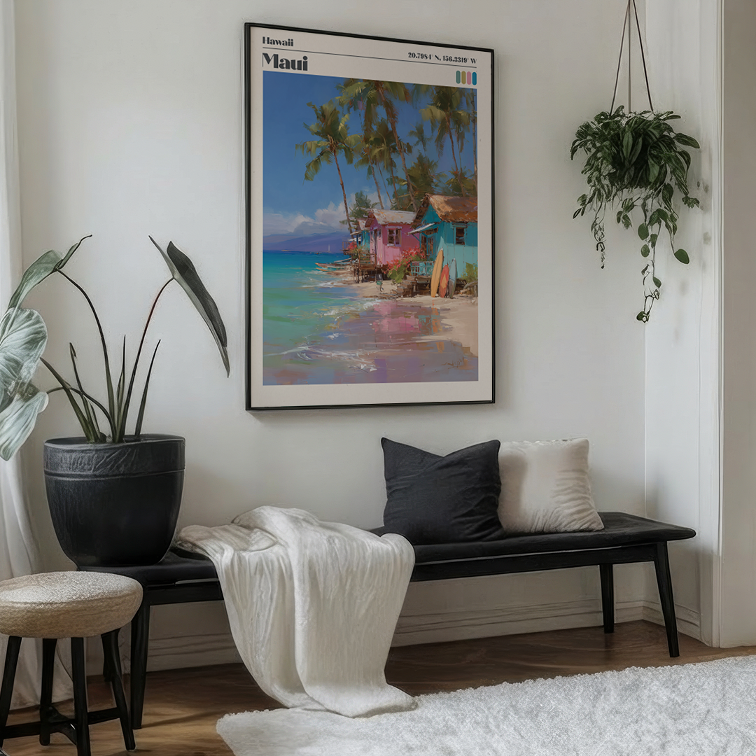 Maui Hawaii – Pastel Coastal Travel Print