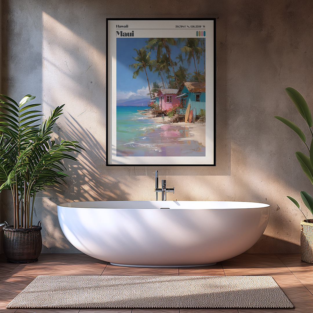 Maui Hawaii – Pastel Coastal Travel Print