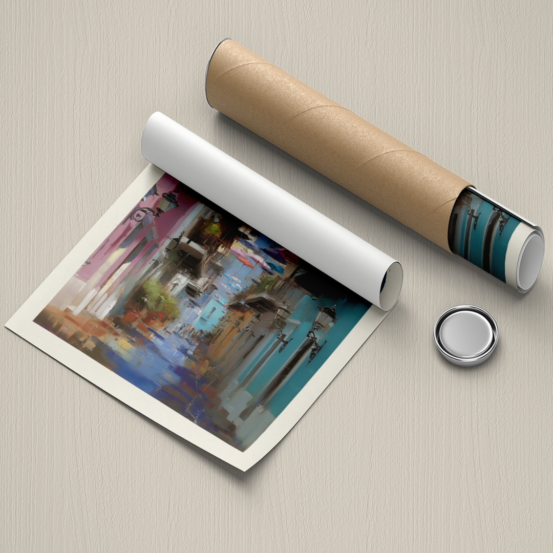 Roll of paper with a printed design on a textured surface