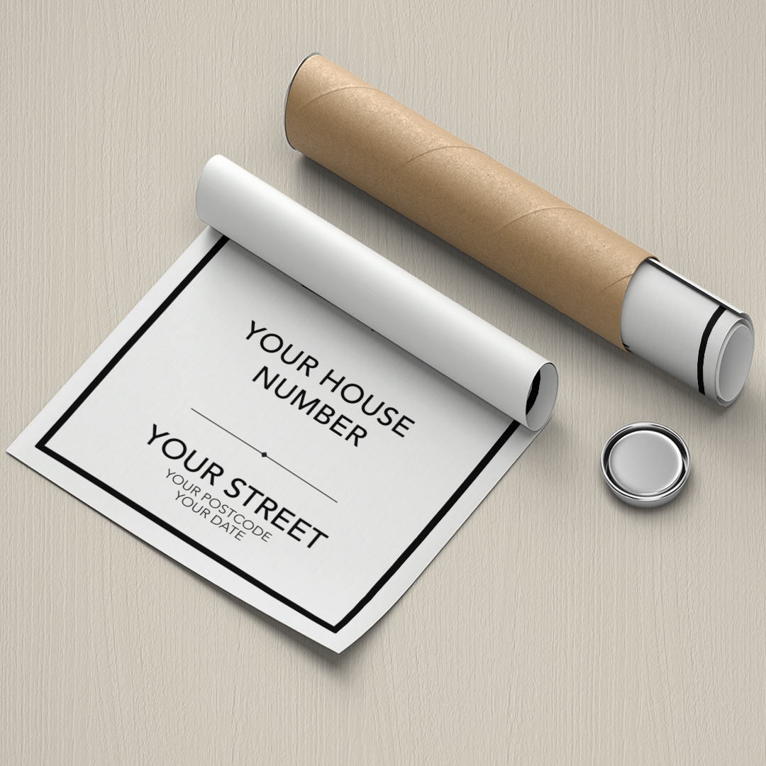 Personalised Retro Address Wall Art Print - Leather Texture